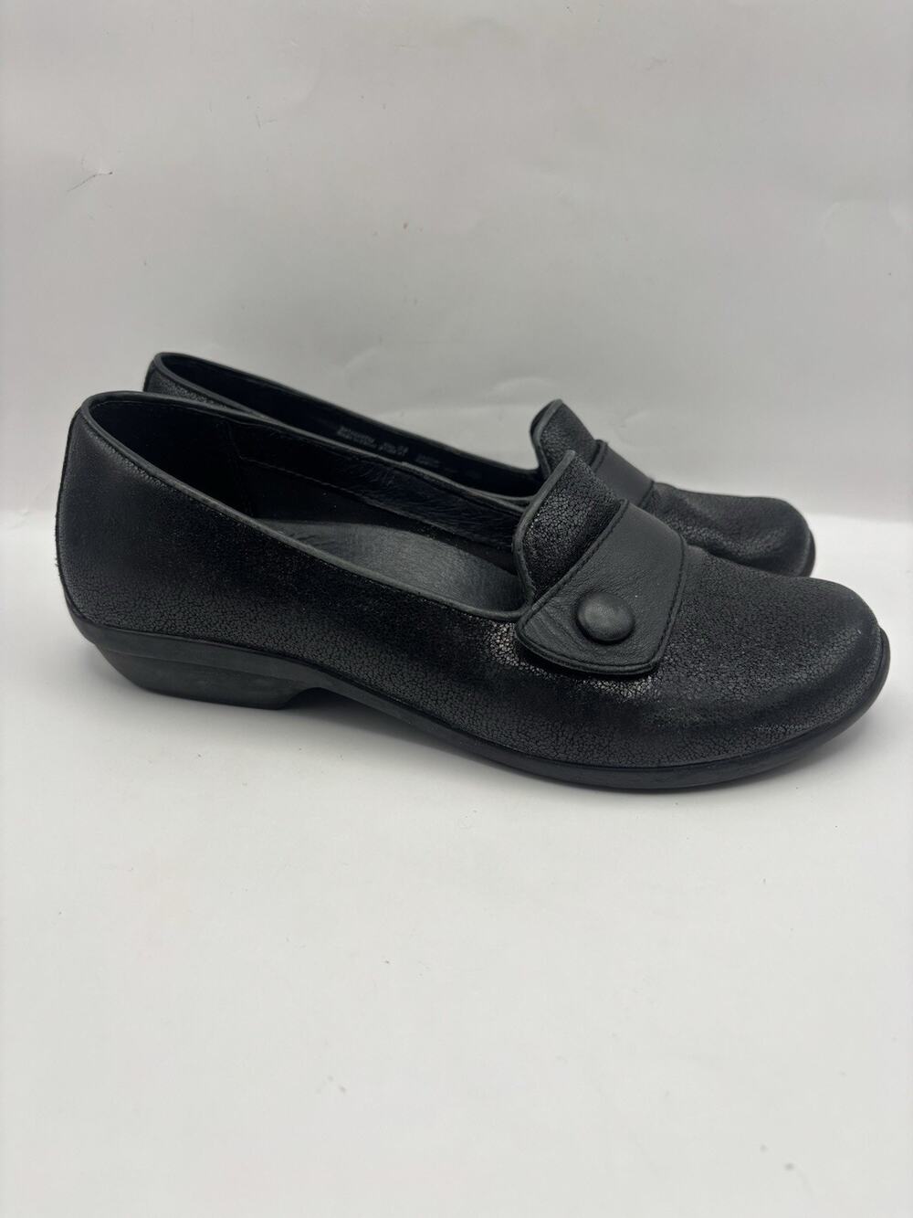 Dankso Olena Black Leather Flats Size 38 Women 7.5-8